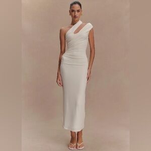 Anastasia One Shoulder Modal Midi Dress - Ivory
